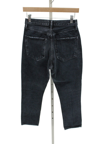 Agolde Women High Waist Mom Tapered Cropped Ankle Jeans Dark Gray Size 25