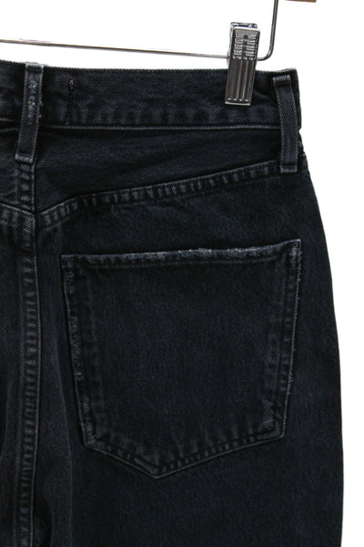 Agolde Women High Waist Mom Tapered Cropped Ankle Jeans Dark Gray Size 25