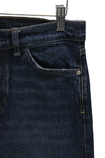 Massimo Dutti Unisex Straight Cropped High Waist Dark Blue Jeans Size 4