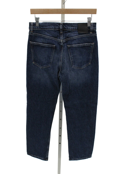 Massimo Dutti Unisex Straight Cropped High Waist Dark Blue Jeans Size 4