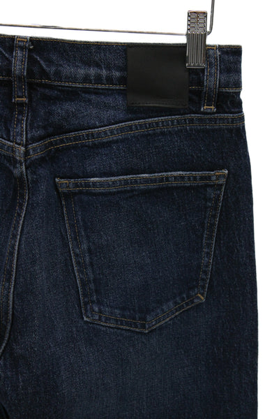 Massimo Dutti Unisex Straight Cropped High Waist Dark Blue Jeans Size 4