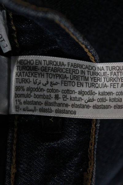 Massimo Dutti Unisex Straight Cropped High Waist Dark Blue Jeans Size 4