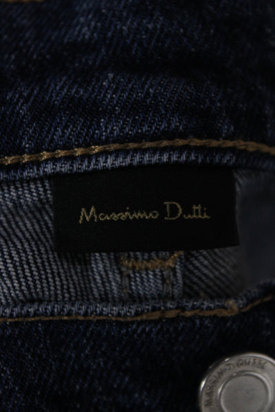 Massimo Dutti Unisex Straight Cropped High Waist Dark Blue Jeans Size 4