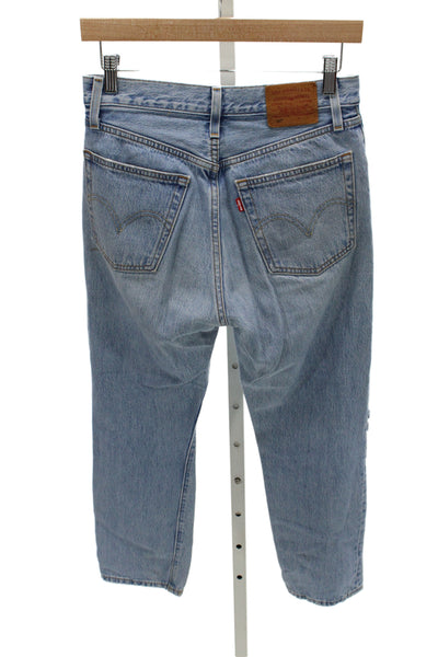 Levis Mens Cropped Straight Jeans High Waist Light Blue Size 25