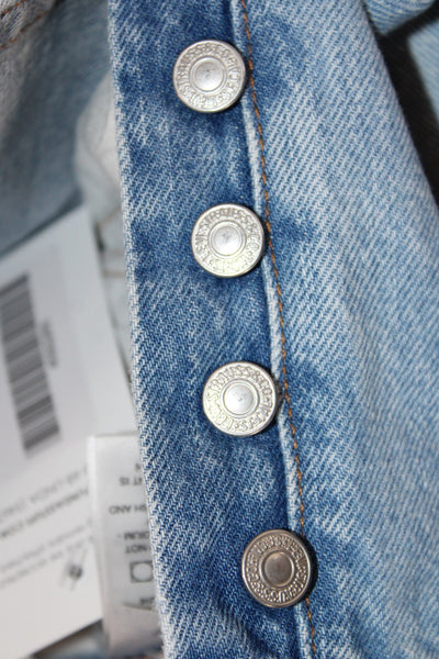 Levis Mens Cropped Straight Jeans High Waist Light Blue Size 25