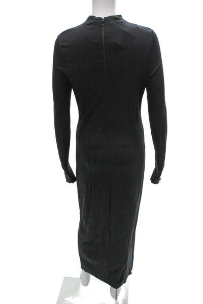 COS Womens Bodycon Maxi Dress Black Mock Neck Long Sleeve Zip Size S