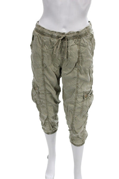 Monrow Womens Army Black Cargo Jogger Pants Drawstring Size M