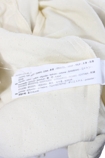 Zara Woman Women Beige Floral Cotton Mock Neck Drawstring Jacket Size S