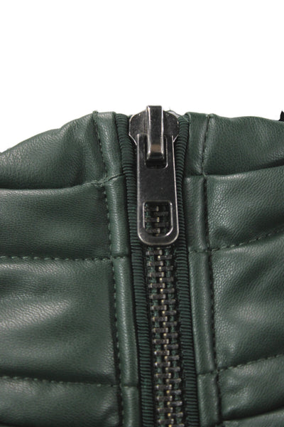 Zara Womens Puffer Jacket Quilted Green High Neck Drawstring Polyester Size S