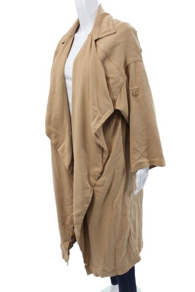 Elisabetta Franchi Womens Trench Coat Tan Button Collared 3/4 Sleeve Size 40
