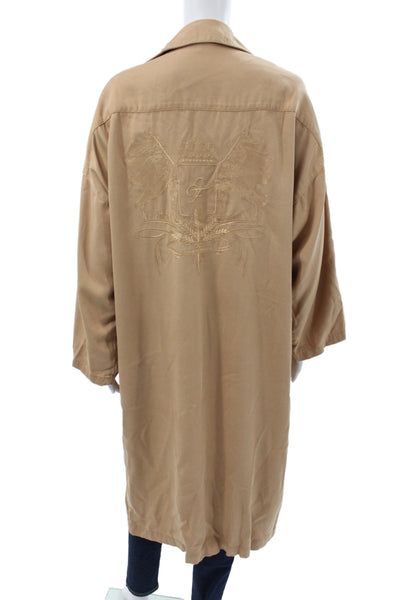 Elisabetta Franchi Womens Trench Coat Tan Button Collared 3/4 Sleeve Size 40