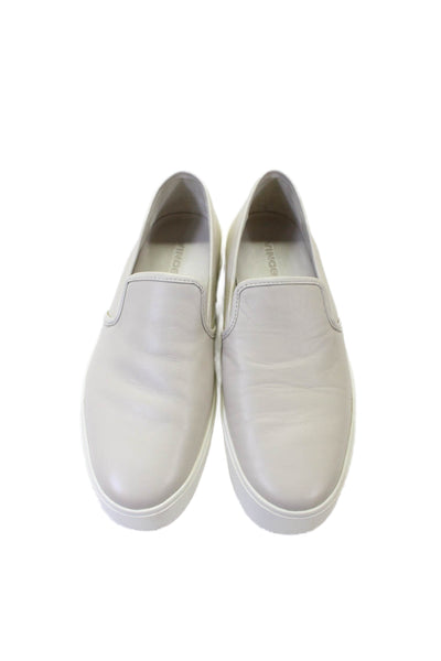 Vince Womens Leather Platform Heels Slip On Shoes Bone Size 7.5M