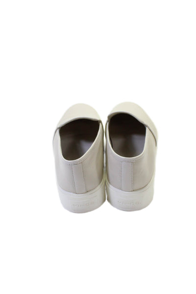 Vince Womens Leather Platform Heels Slip On Shoes Bone Size 7.5M