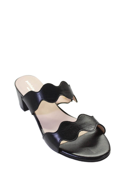 Patricia Green Womens Leather Slip On Block Heels Shoes Black Size 8
