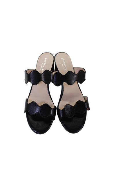 Patricia Green Womens Leather Slip On Block Heels Shoes Black Size 8