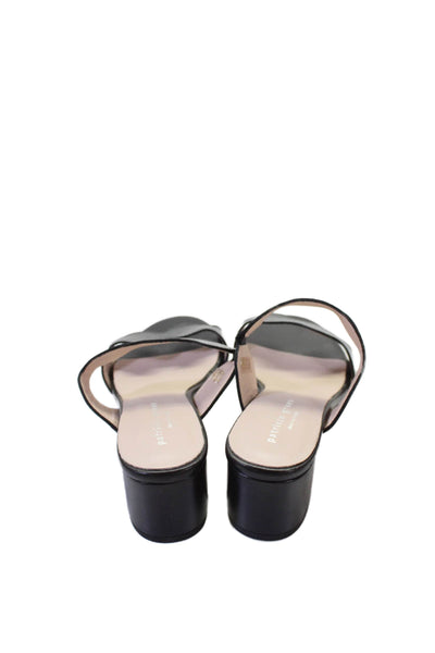 Patricia Green Womens Leather Slip On Block Heels Shoes Black Size 8
