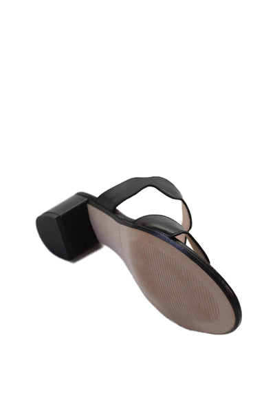 Patricia Green Womens Leather Slip On Block Heels Shoes Black Size 8