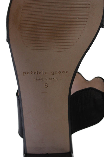 Patricia Green Womens Leather Slip On Block Heels Shoes Black Size 8