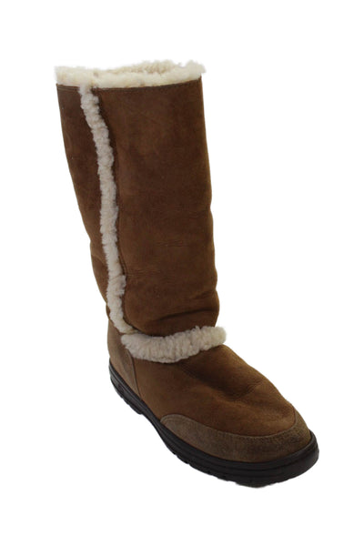 Ugg Womens Suede Shearling Lined Midi Calf Boots Shoes Brown Size 7