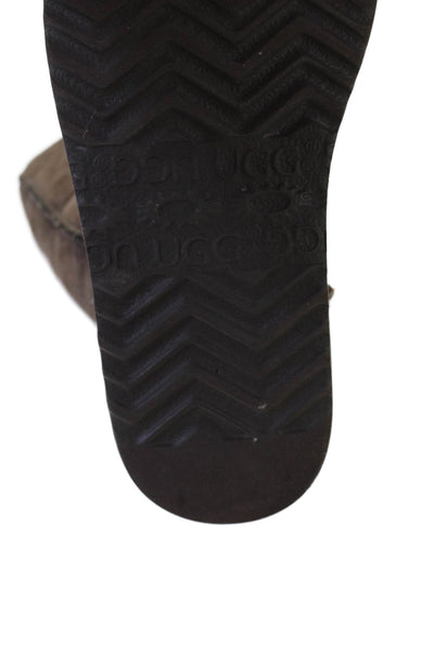 Ugg Womens Suede Shearling Lined Midi Calf Boots Shoes Dark Brown Size 7