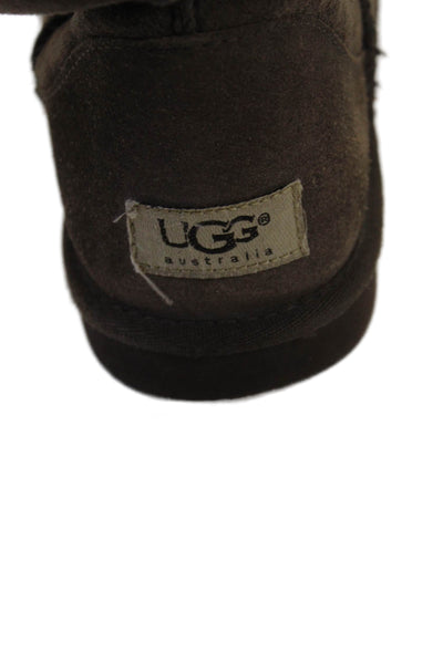 Ugg Womens Suede Shearling Lined Midi Calf Boots Shoes Dark Brown Size 7