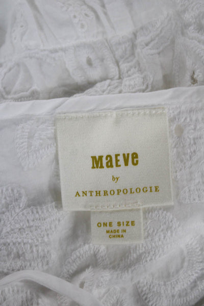 Maeve Anthropologie Women White Cotton Floral Kaftan Size One Size