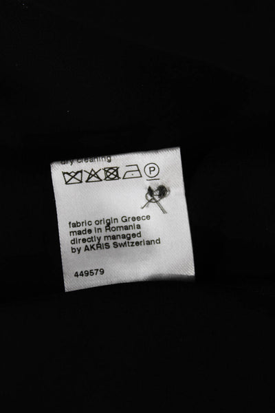 Akris Punto Womens Collared Button Viscose Blouse Dark Gray Long Sleeve Size 8