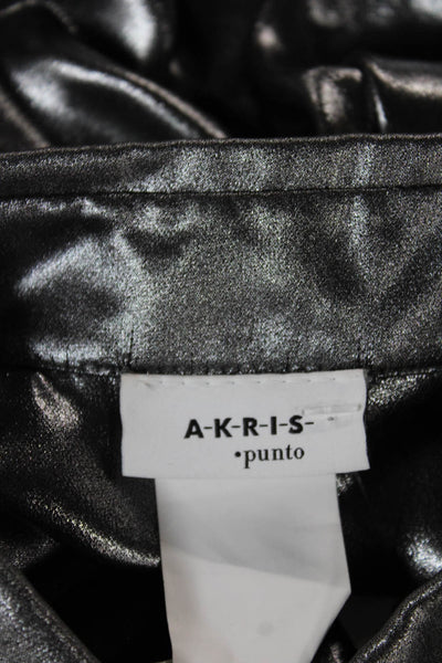 Akris Punto Womens Collared Button Viscose Blouse Dark Gray Long Sleeve Size 8
