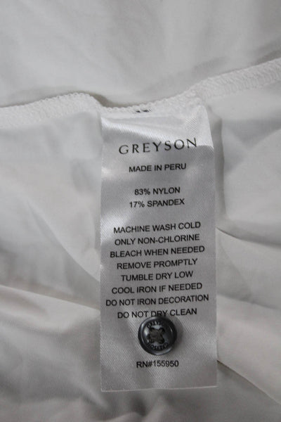 Greyson Women White Collared Short Sleeve Polo Nylon Spandex Size S