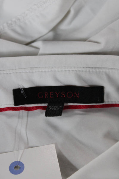 Greyson Women White Collared Short Sleeve Polo Nylon Spandex Size S