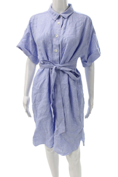 J Crew Womens Light Blue Shirt Dress Short Sleeve Collared Above Knee Size M