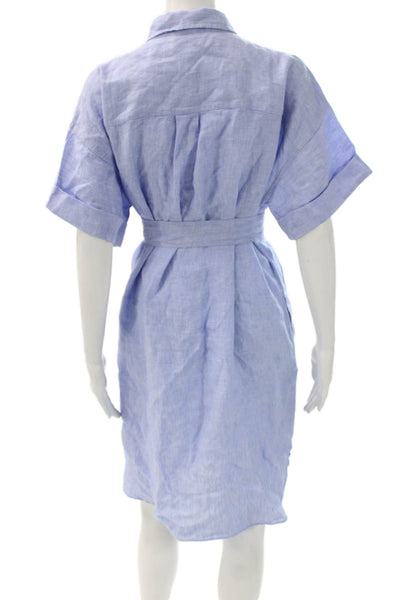 J Crew Womens Light Blue Shirt Dress Short Sleeve Collared Above Knee Size M