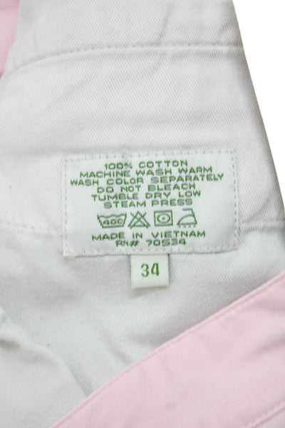Orvis Mens Pink Cotton Chinos Button Fly Size 34