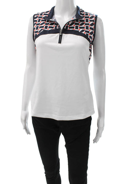 Tail Womens Sleeveless Collared Geometric Polo Black Spring Tall Size S