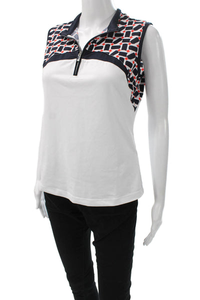 Tail Womens Sleeveless Collared Geometric Polo Black Spring Tall Size S