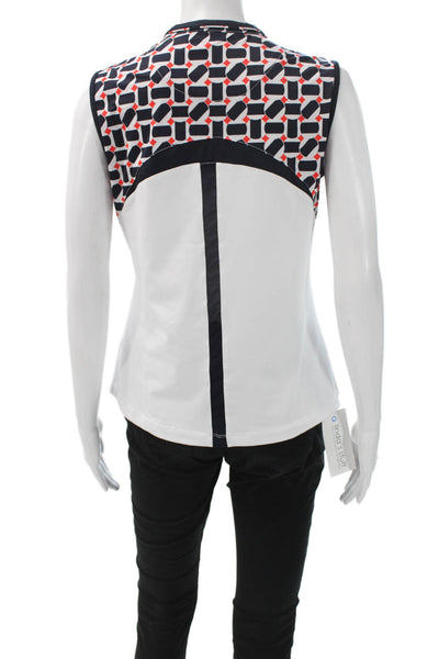 Tail Womens Sleeveless Collared Geometric Polo Black Spring Tall Size S