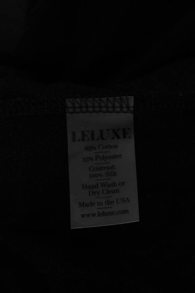 LELUXE Womens Basic Black Crew Neck Short Sleeve T-Shirt Cotton Blend Size S