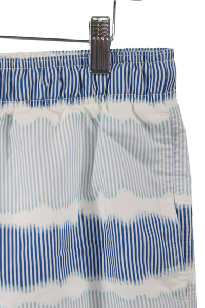 Lands End Mens Striped Blue Polyester Drawstring Shorts Size 32