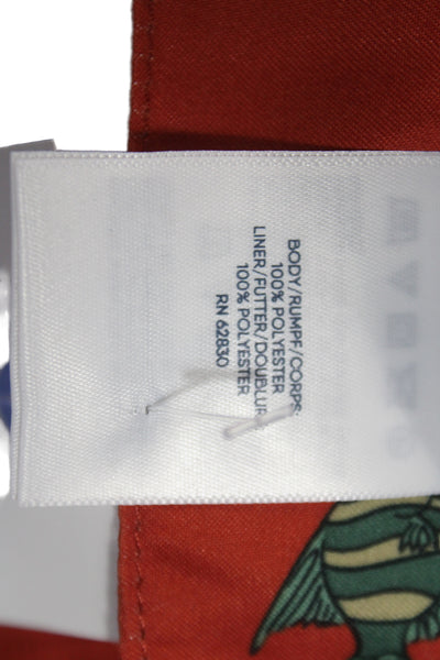 Lands End Mens Red Beach Graphic Drawstring Polyester Shorts Size M