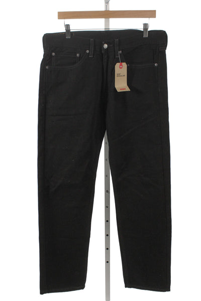 Levi Strauss & Co Mens Black Straight Jeans 100% Cotton Button Closure Size 34