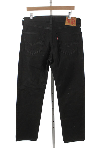 Levi Strauss & Co Mens Black Straight Jeans 100% Cotton Button Closure Size 34