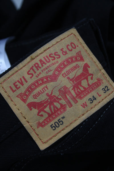 Levi Strauss & Co Mens Black Straight Jeans 100% Cotton Button Closure Size 34