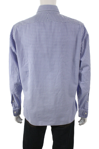 Proper Cloth Mens Plaid Long Sleeves Button Down Shirt Blue Cotton Size Medium