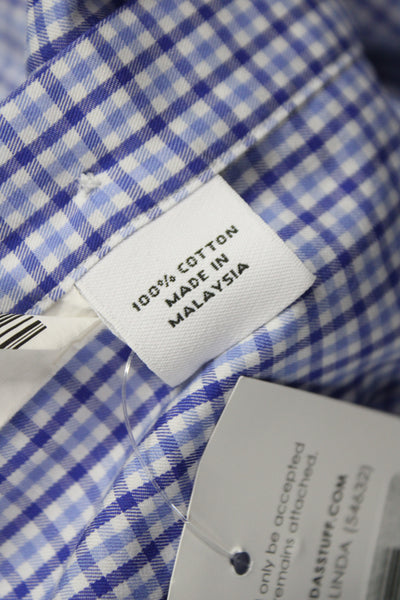 Proper Cloth Mens Plaid Long Sleeves Button Down Shirt Blue Cotton Size Medium