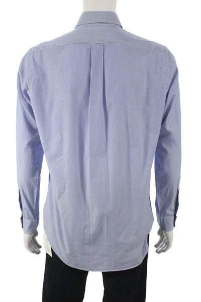 Ralph Lauren Blue Label Mens Light Blue Striped Cotton Button-Down Shirt Size M