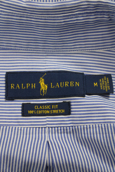 Ralph Lauren Blue Label Mens Light Blue Striped Cotton Button-Down Shirt Size M