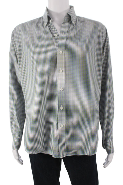 Proper Cloth Mens Plaid Button Down Shirt Blue Green Cotton Size Medium