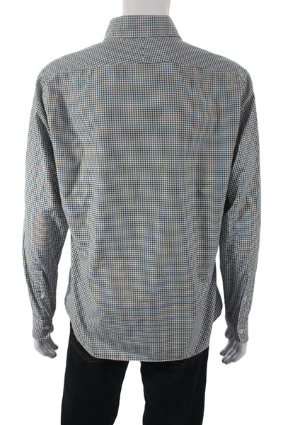 Proper Cloth Mens Plaid Button Down Shirt Blue Green Cotton Size Medium