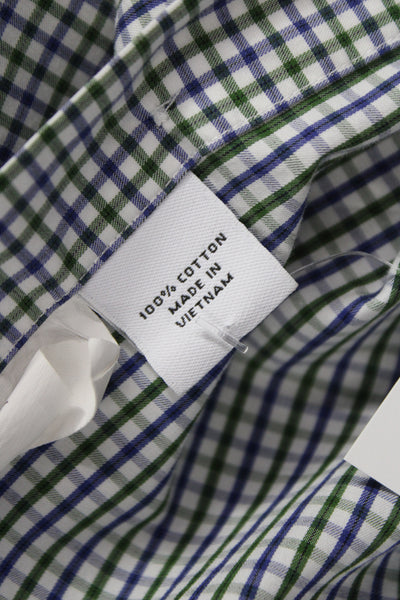 Proper Cloth Mens Plaid Button Down Shirt Blue Green Cotton Size Medium