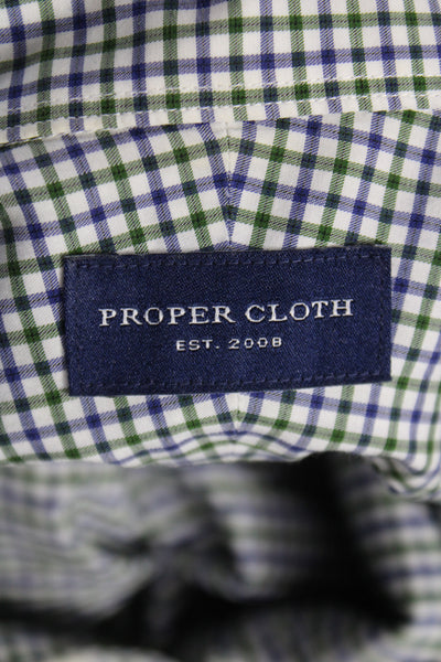 Proper Cloth Mens Plaid Button Down Shirt Blue Green Cotton Size Medium